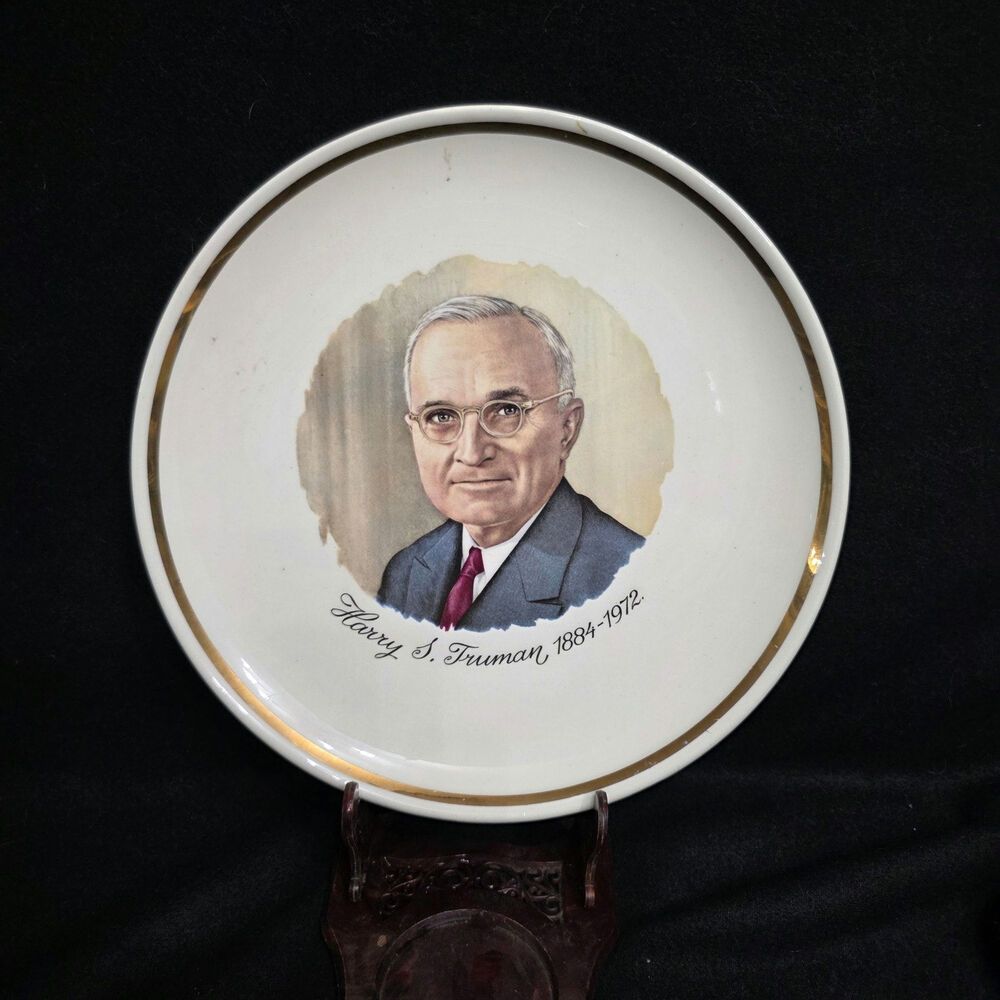 Vintage  Harry Truman  Memorial Plate   9"  Diameter Way Station Old Abilene